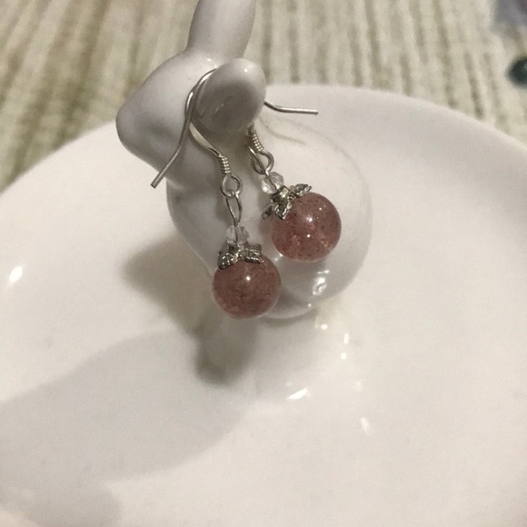 Natural Berry Quartz Sterling Silver Earring - Picture 1 of 4